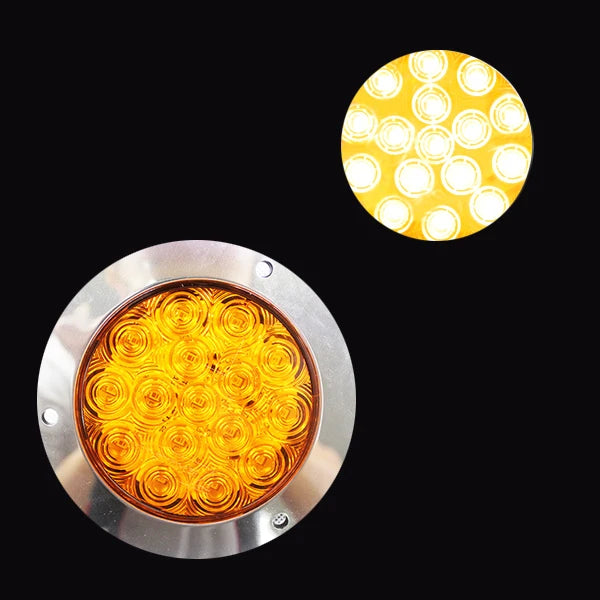 1Pair 12-24V Yellow / White Round Reverse Brake Turn Signal Rear Tail Light 16 LED for Car