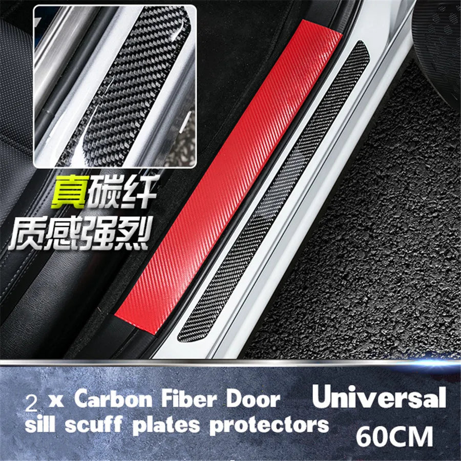 Universal Door Sill Cover Car Scuff Plate Panel Step Protector Guard Real Carbon Fiber 60