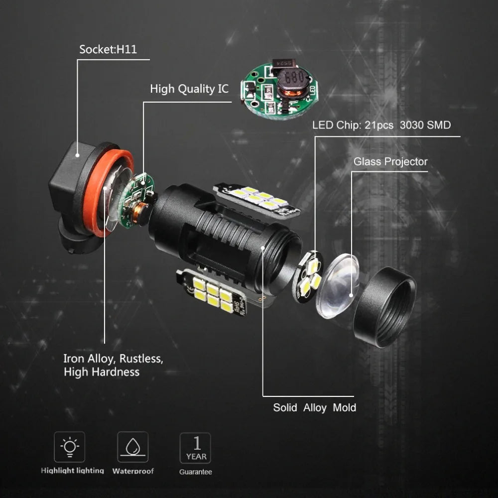 H8 H11 Led Bulb HB4 Led Bulbs HB3 9006 9005 SMD Lights 1200LM 6000K 12V White Driving Runn