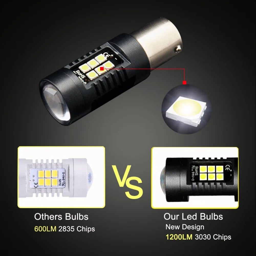 P21W Led Bulb 1156 BA15S Leds 21 3030SMD Auto Light Bulbs Reverse Lamp White Yellow Amber