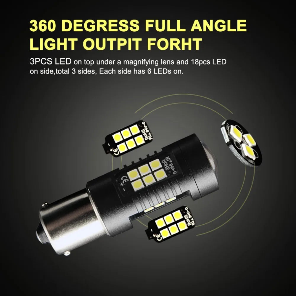 P21W Led Bulb 1156 BA15S Leds 21 3030SMD Auto Light Bulbs Reverse Lamp White Yellow Amber