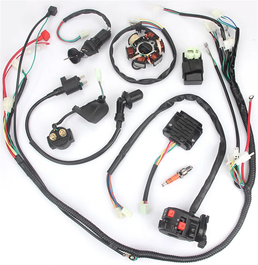 Motorcycle Wiring Harness kit Electrics Wire Loom Assembly For GY6 125cc 150cc ATV / QUAD