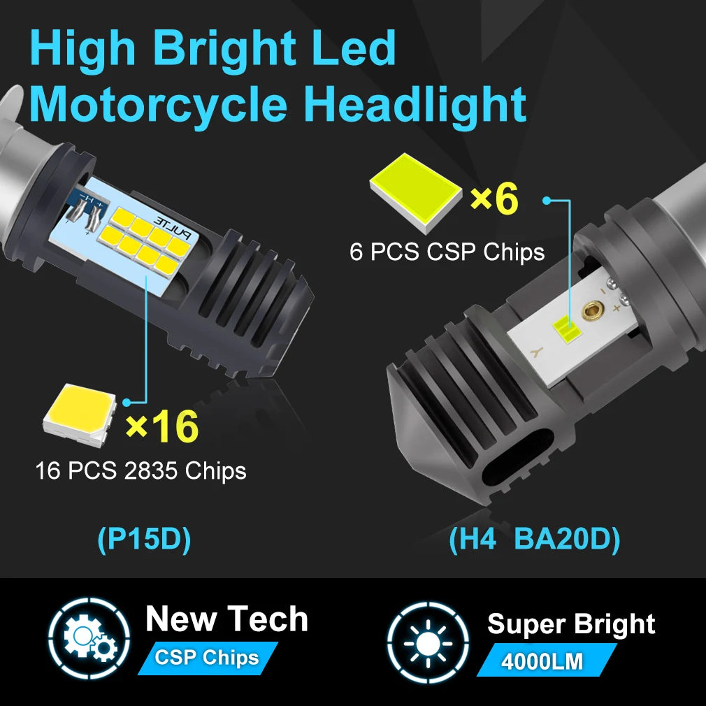 H4 Led Motorcycle H6 BA20D Led P15D H6W Canbus 4000LM Headlight Bulbs Moto Lights Hi Lo be