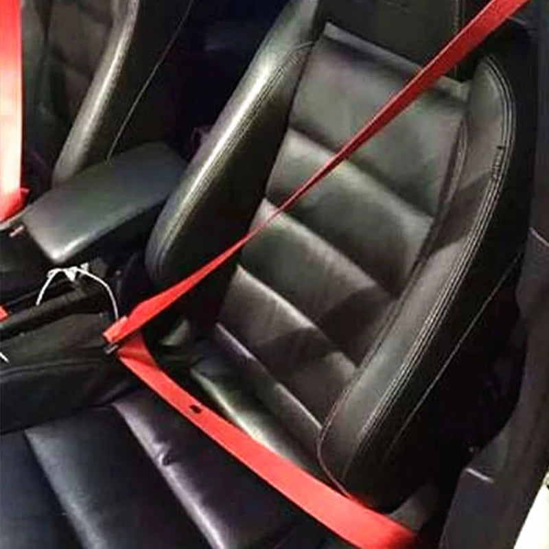 Universal RED or BLACK Racing Front 3 Point Safety Retractable Van Car Seat Lap Belt 4.8x3