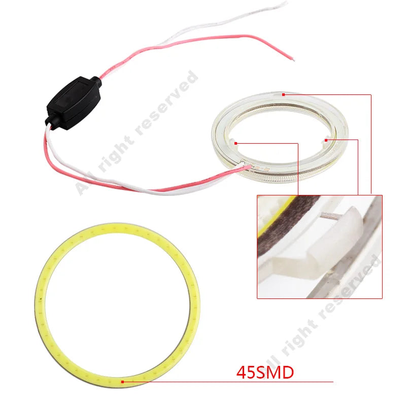 Auto Angel Eyes Halo Rings 6000k Cob led headlight Led Angel Eyes Headlight for Car Auto M