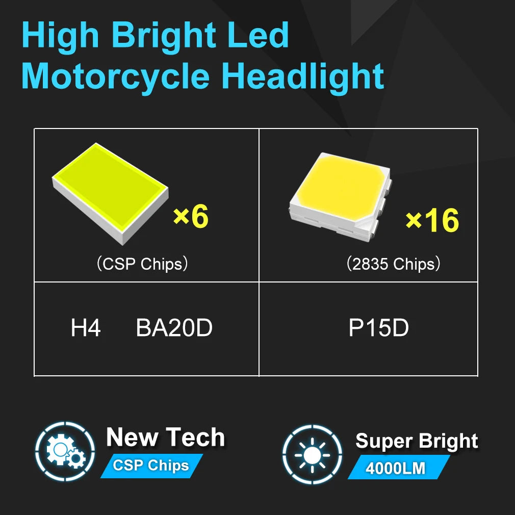 H4 Led Motorcycle H6 BA20D Led P15D H6W Canbus 4000LM Headlight Bulbs Moto Lights Hi Lo be
