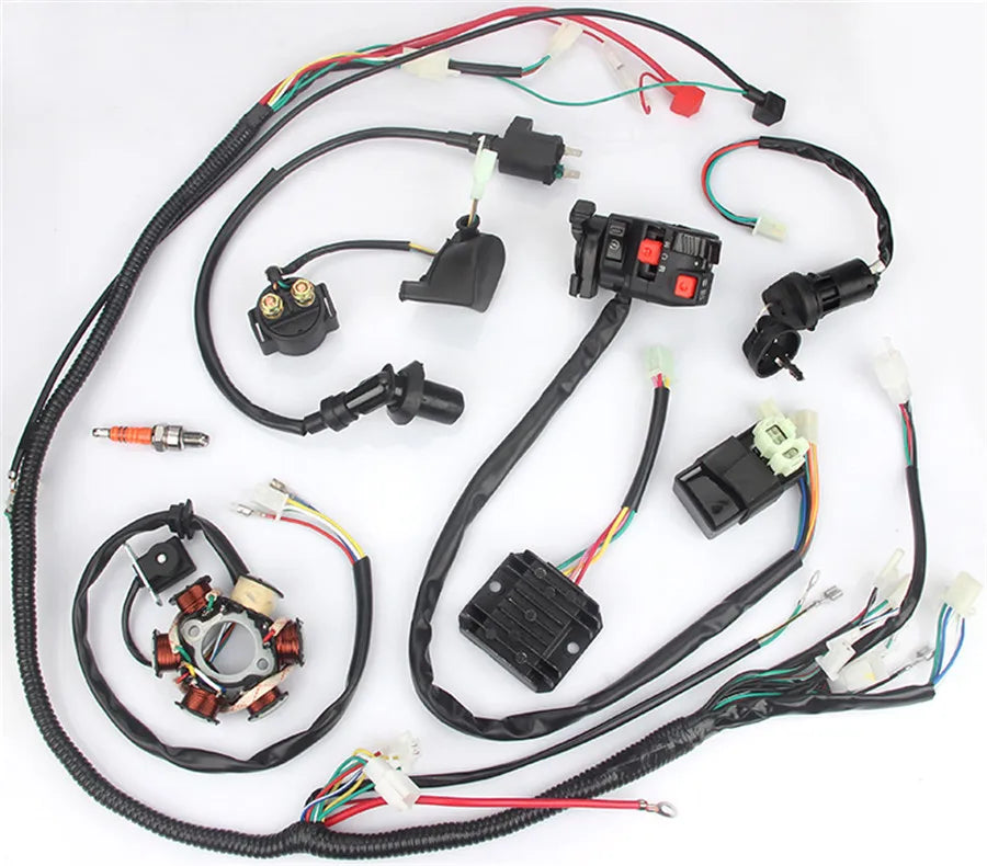 Motorcycle Wiring Harness kit Electrics Wire Loom Assembly For GY6 125cc 150cc ATV / QUAD