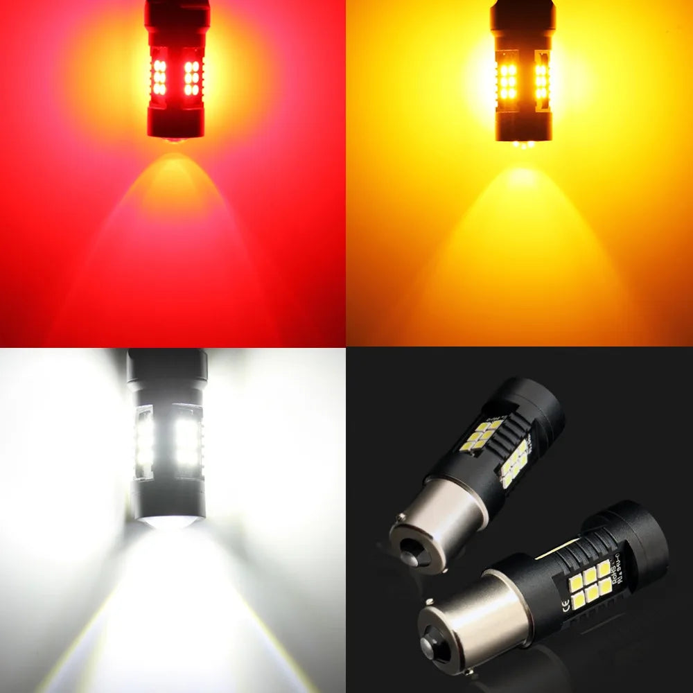 P21W Led Bulb 1156 BA15S Leds 21 3030SMD Auto Light Bulbs Reverse Lamp White Yellow Amber
