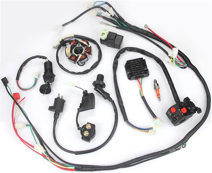 Motorcycle Wiring Harness kit Electrics Wire Loom Assembly For GY6 125cc 150cc ATV / QUAD
