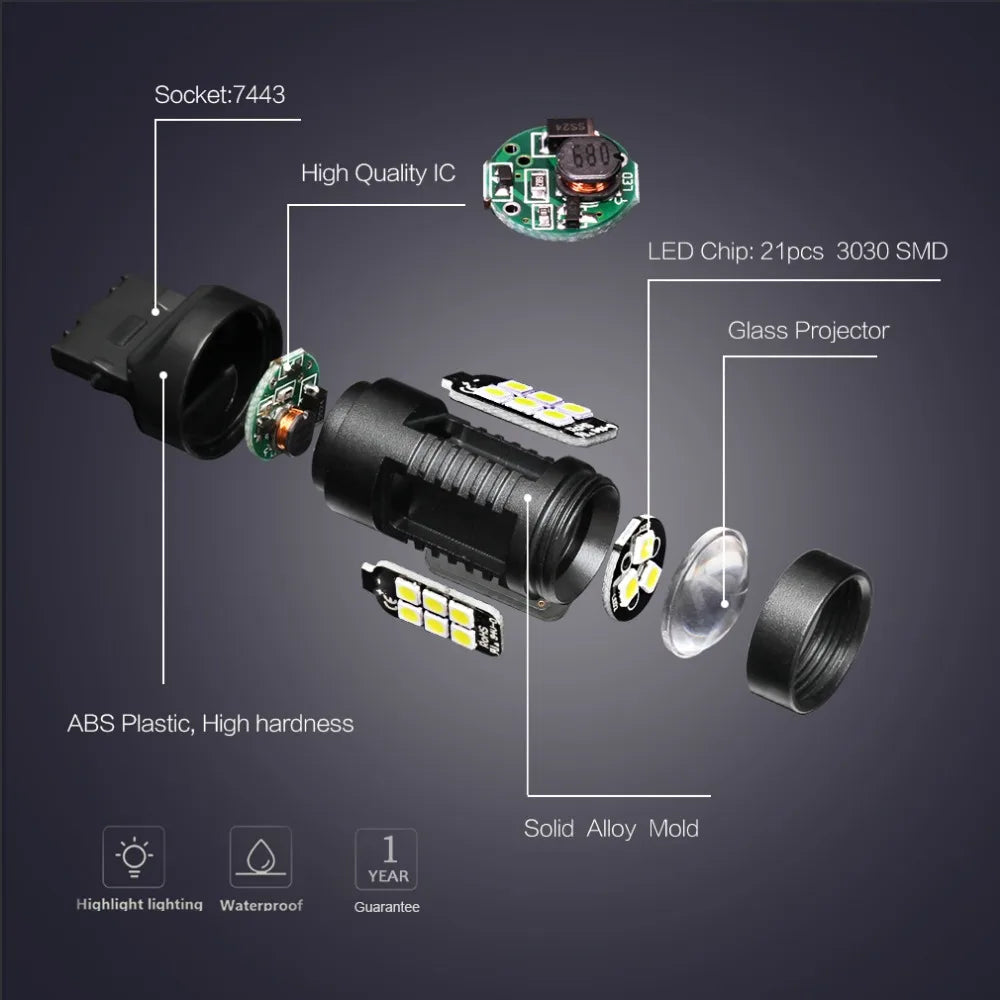T20 W21W W21/5W LED 7440 7443 SRCK LED Bulb Auto Lights Bulbs Car Turn Signal Lamp Backup