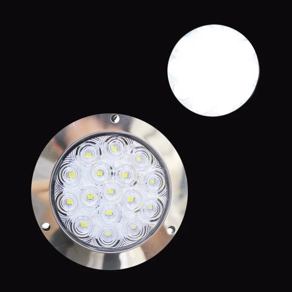 1Pair 12-24V Yellow / White Round Reverse Brake Turn Signal Rear Tail Light 16 LED for Car