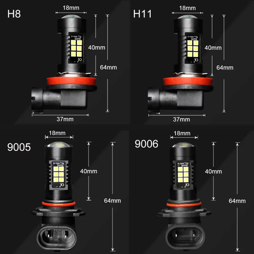 H8 H11 Led Bulb HB4 Led Bulbs HB3 9006 9005 SMD Lights 1200LM 6000K 12V White Driving Runn