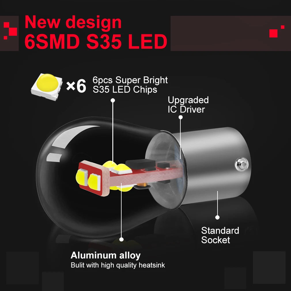 1157 BA15D BAY15D 1156 BA15S P21W P21/5W Led Bulb S35 800LM Car Turn Signal Lamp Reverse B