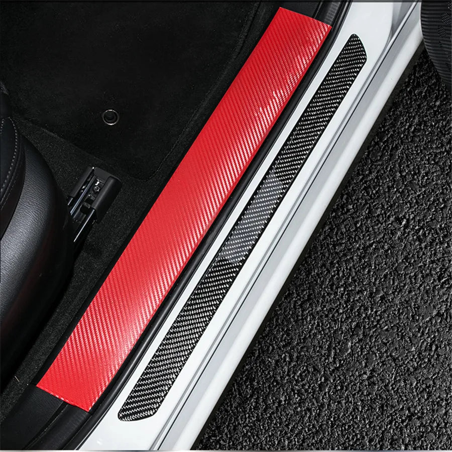 Universal Door Sill Cover Car Scuff Plate Panel Step Protector Guard Real Carbon Fiber 60