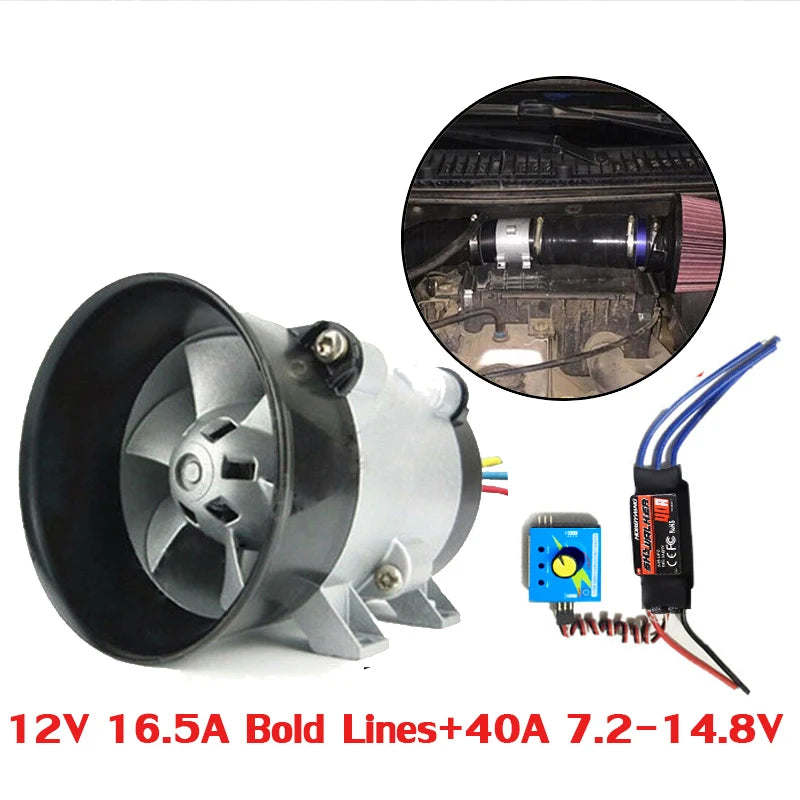 Universal Car Electric Turbine Power Turbo Charger Tan Boost Air Intake Fan 12V