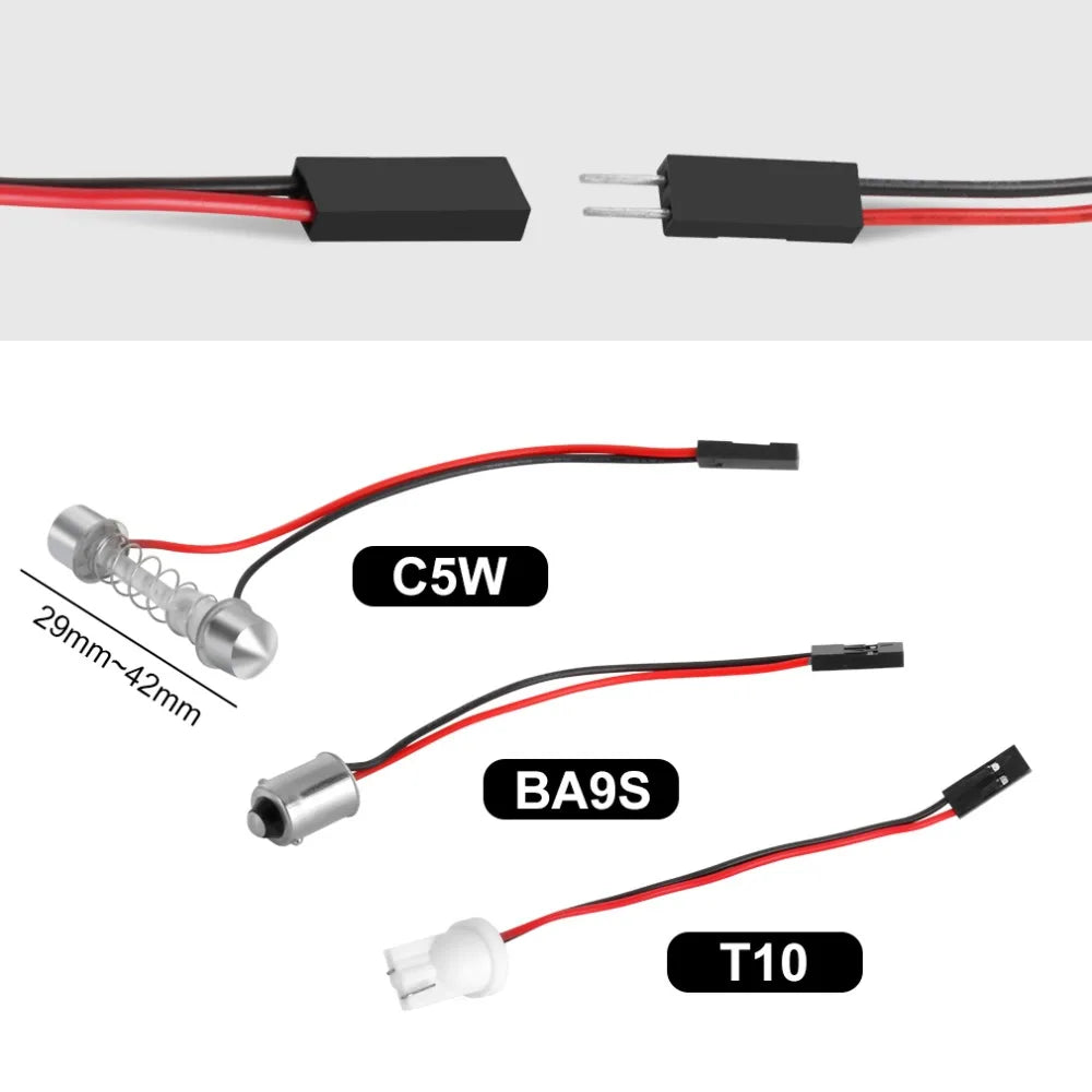2-Piece LED Interior Light Kit for BA9S C5W T4W - Canbus Error-Free Interior Bulbs