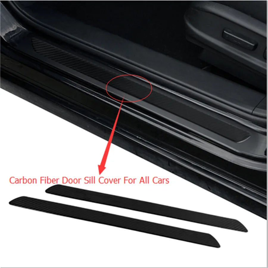 Universal Door Sill Cover Car Scuff Plate Panel Step Protector Guard Real Carbon Fiber 60