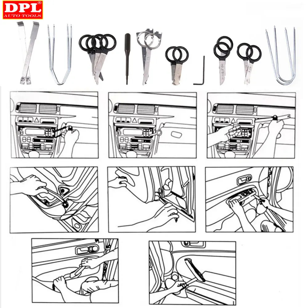 20 pcs Vehicle Radio Removal Tools Door Panel Removal Realese Stereo Headunit Audio Keys Navigat - Automotive LED Light