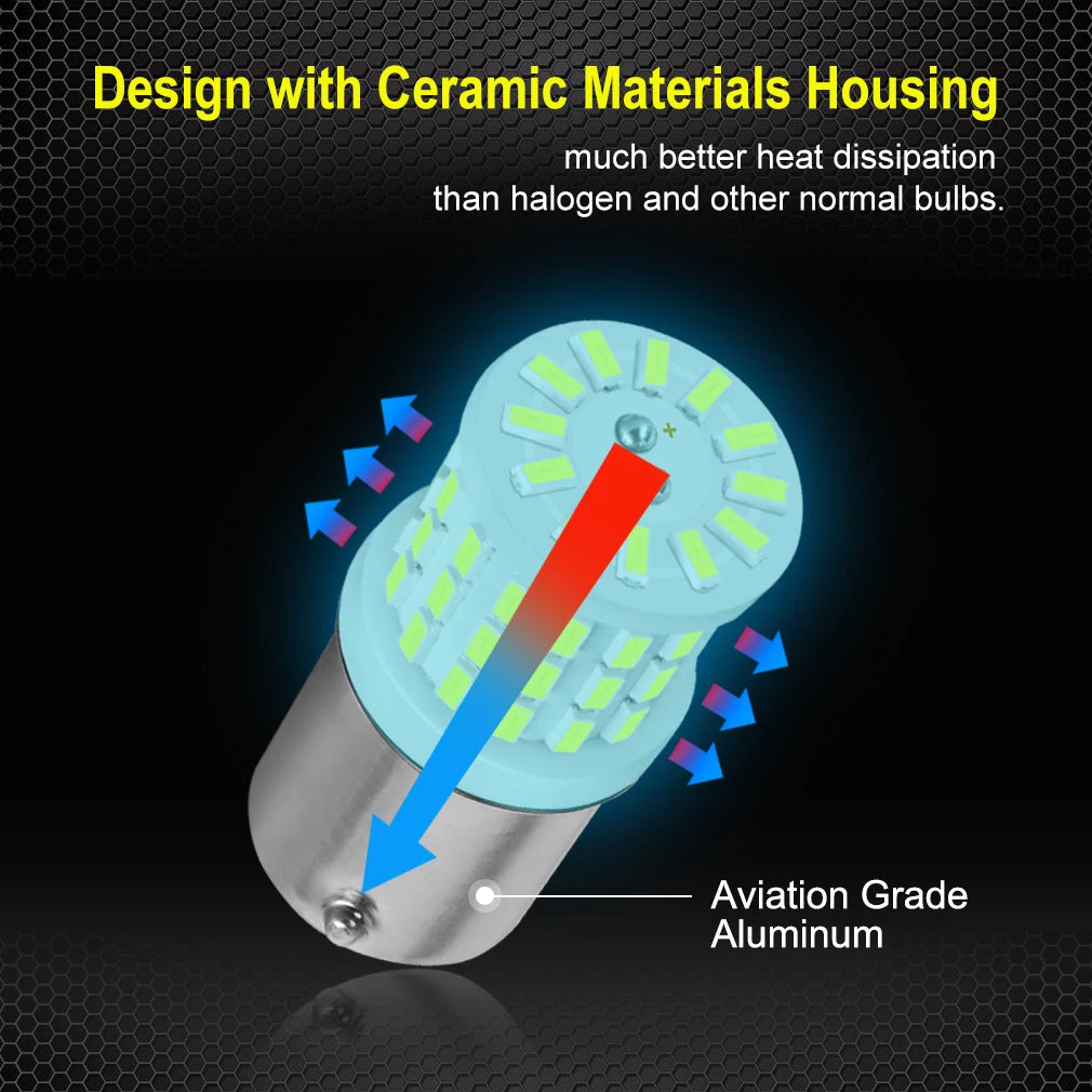 Ceramic LED 1156 BA15S P21W LED 1157 BAY15D P21/5W LED Bulbs R5W 1200LM White Car Turn Sig
