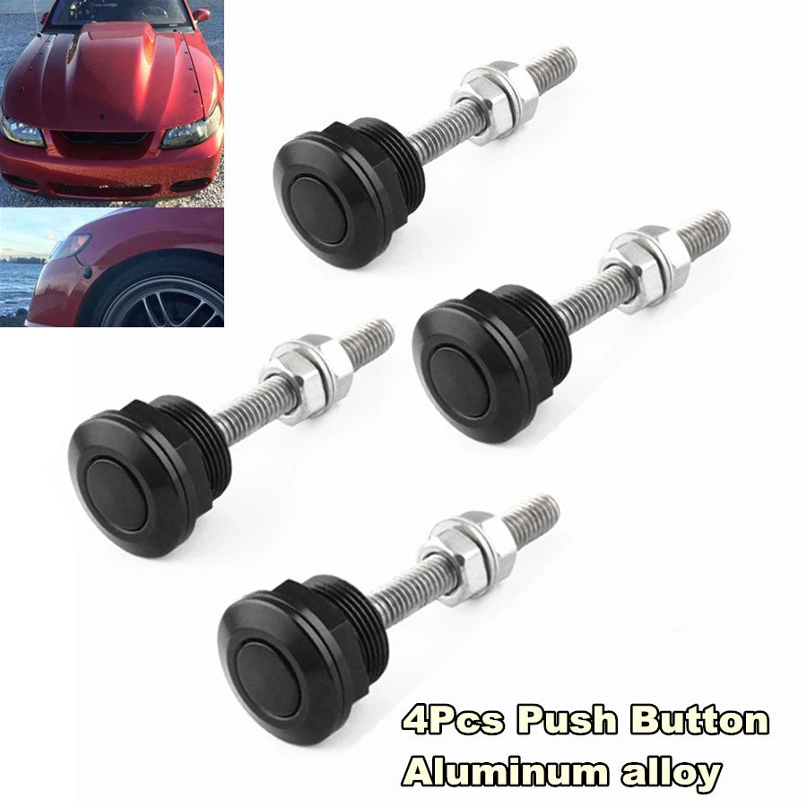 22mm Aluminum Push Button Bonnet Hood Pin Lock Clip Kit Car Quick Release Bumper Latch Uni
