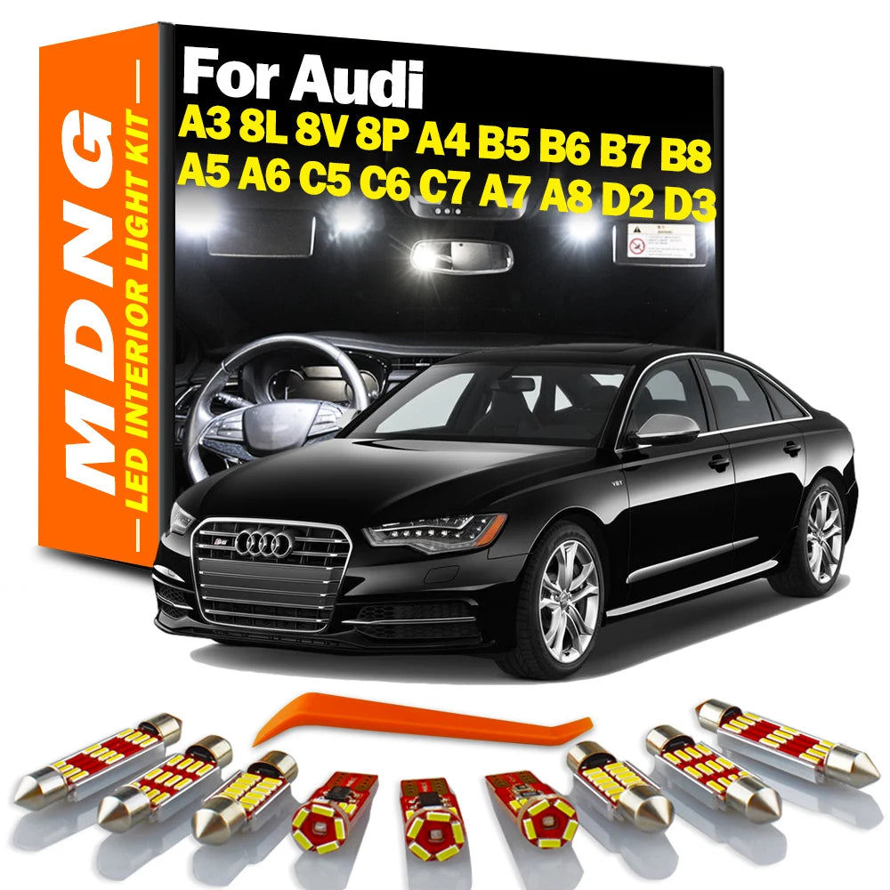 LED Interior Light Kit for Audi A3 8L 8V 8P A4 B5 B6 B7 B8 A5 A6 C5 C6 C7 A7 A8 D2 D3 Auto LED Interior Map Dome Trun...