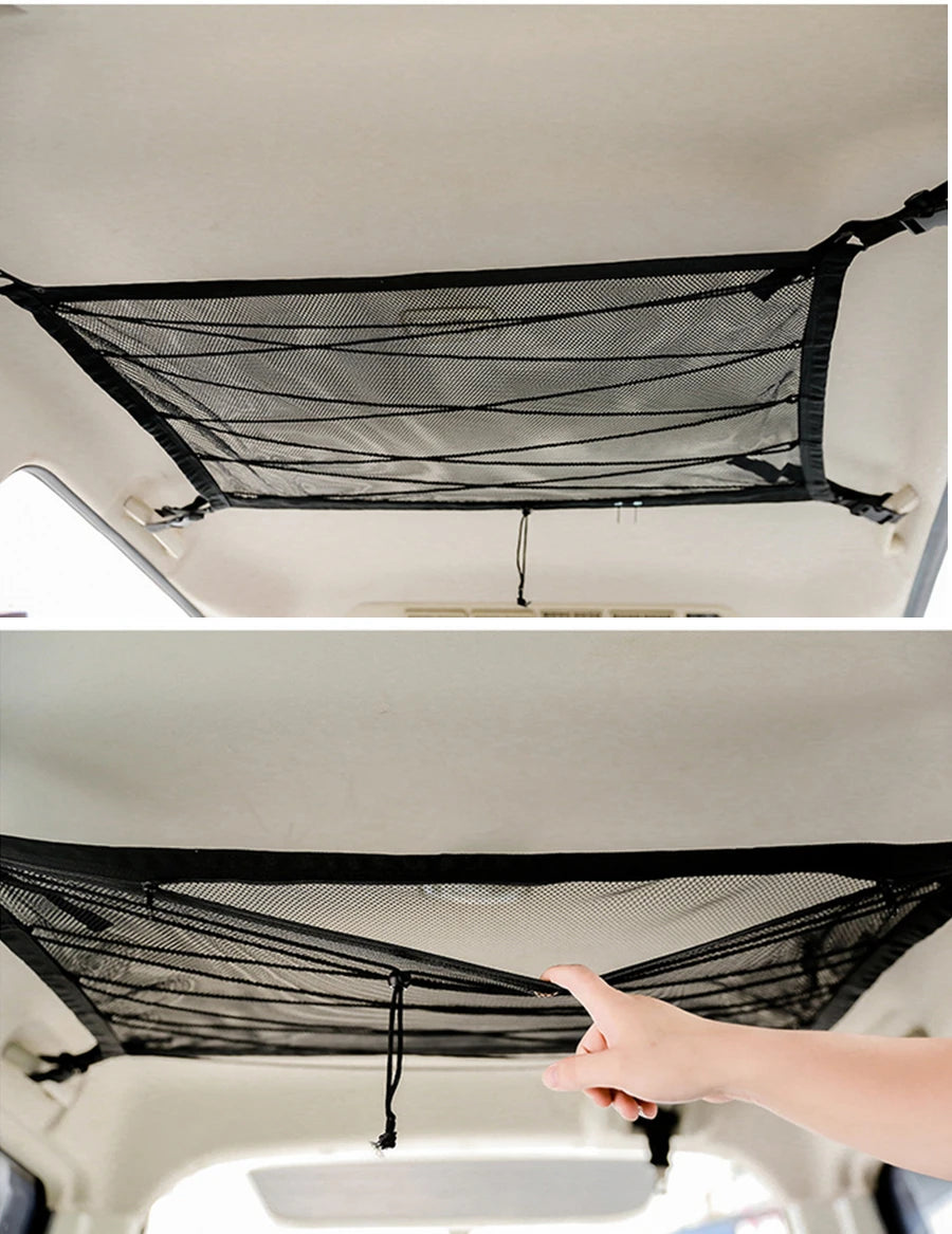 Car SUV Van Roof Ceiling Net Mesh Storage Bag Pouch Ceiling Pockets Big Capacity