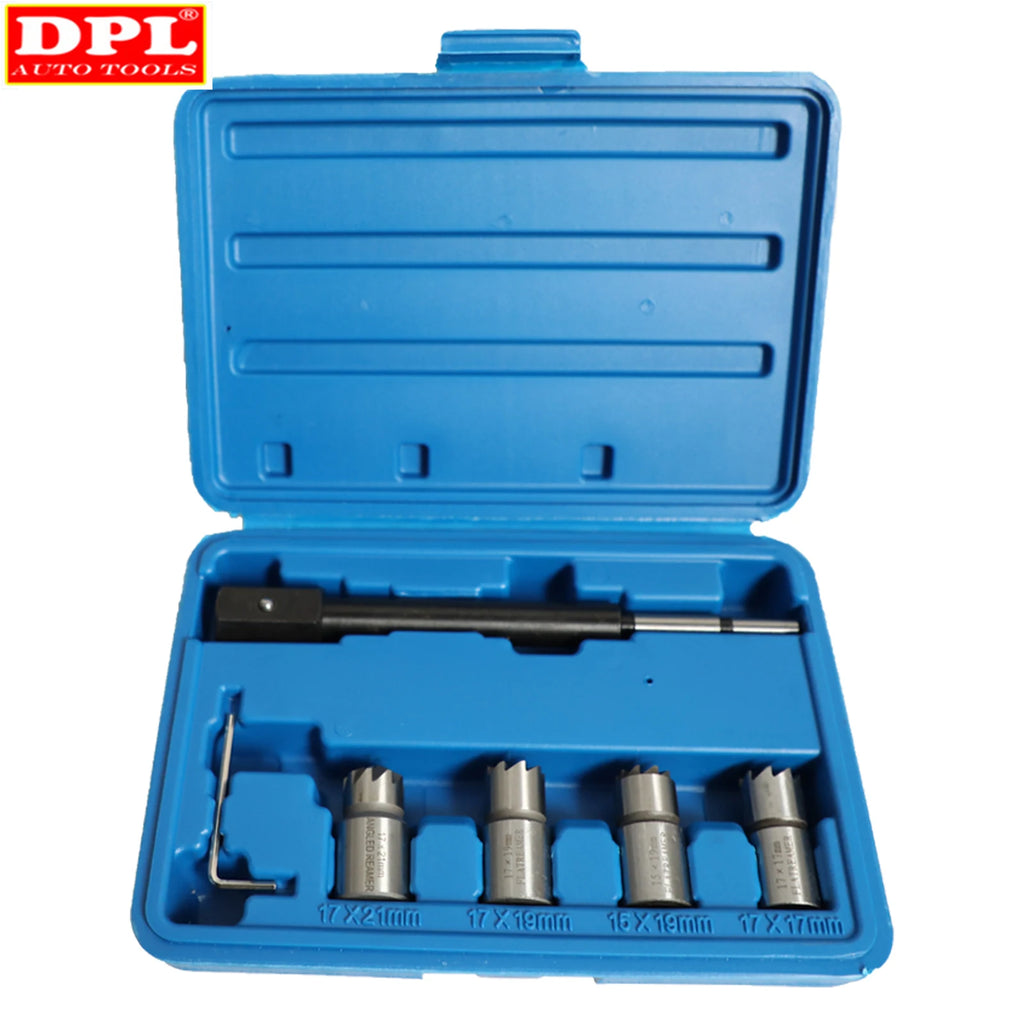 5PCS Diesel Injector Seat Cutter Tool Set Cleaner Carbon Cutting Tool Kit - Automotive LED Light