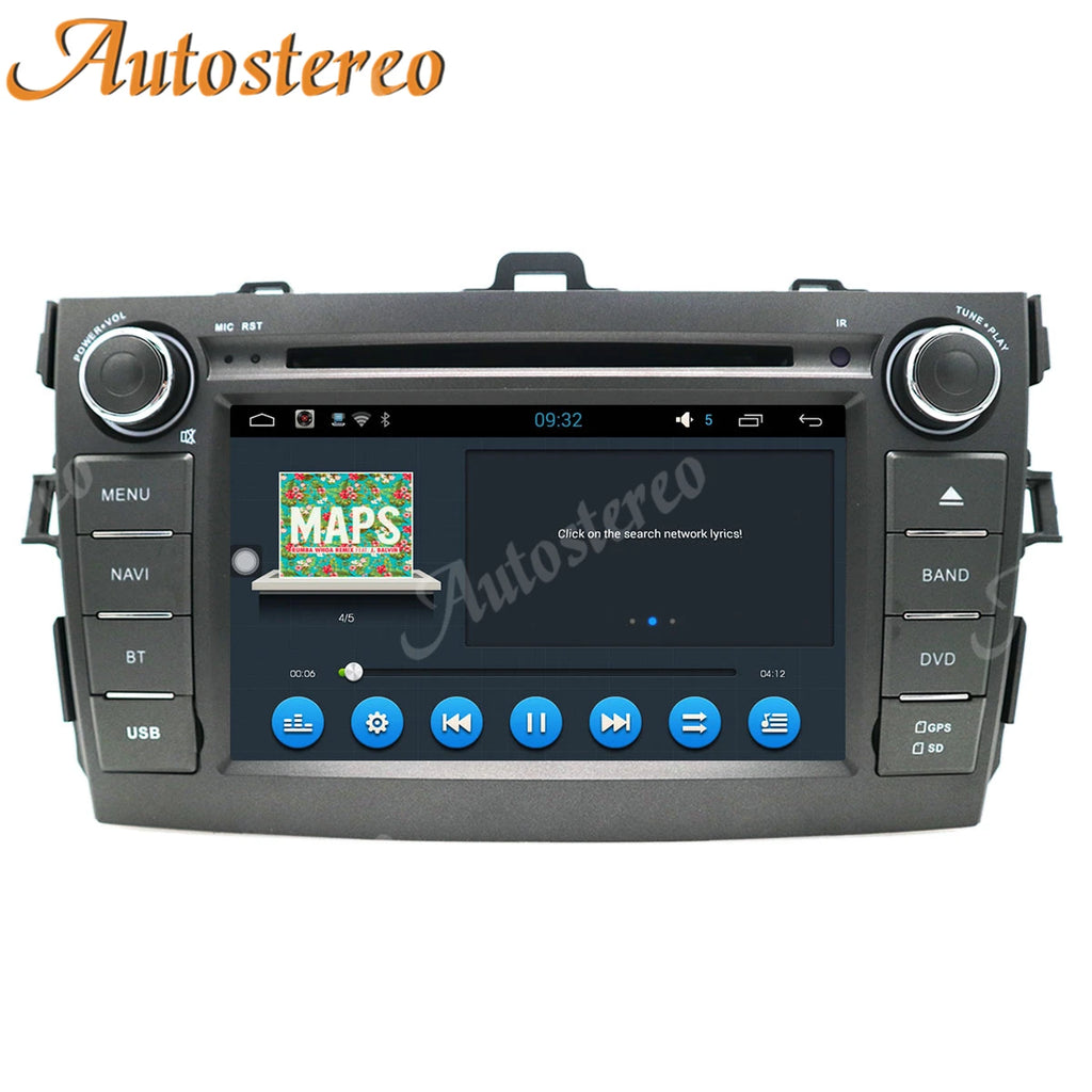 Android System Car GPS Navigation Stereo DVD Player for Toyota Corolla 2007-2013 Multimedi