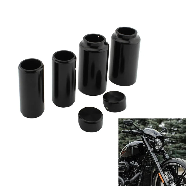 Motorcycle Bike Fork Boot Covers Tube Cap Kit Black For 2018 2019 2020 2021