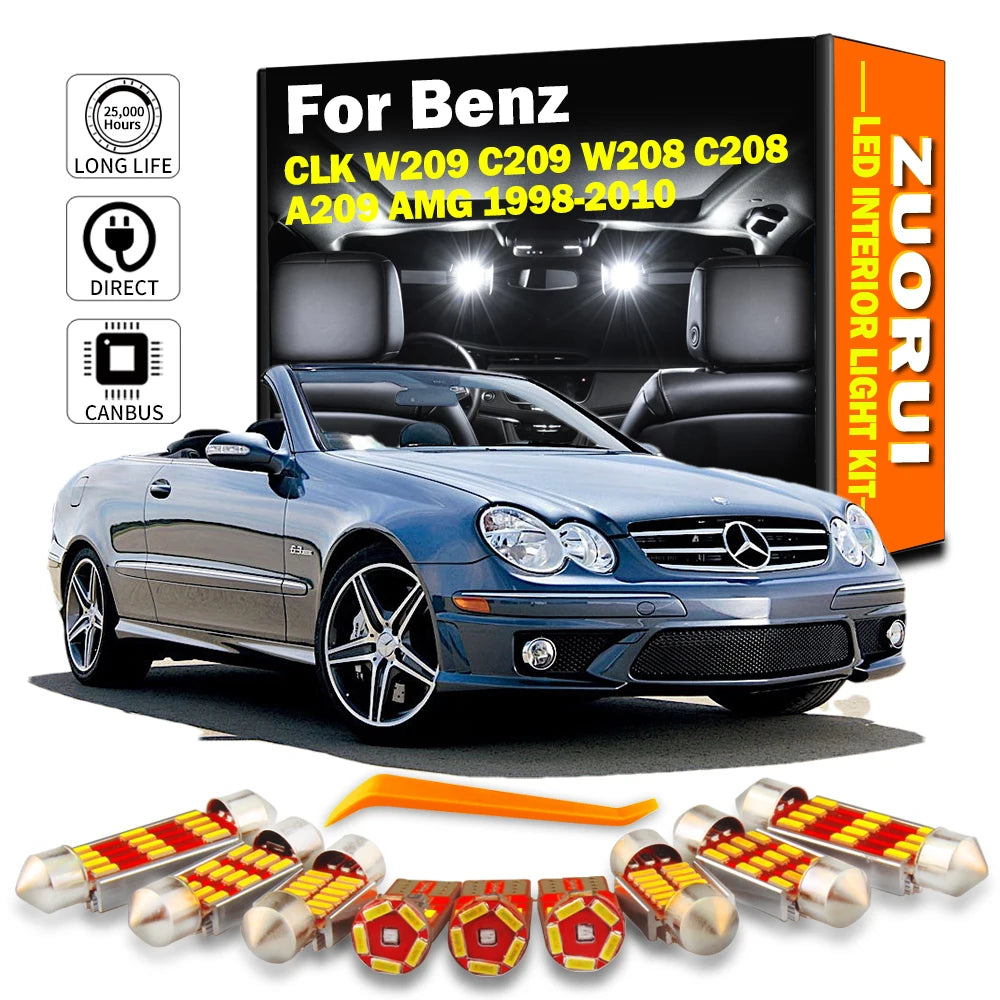 LED Interior Light Kit for Mercedes Benz CLK W209 C209 W208 C208 A209 AMG 1998-2010 - Canbus Dome Map Door Trunk Bulb...