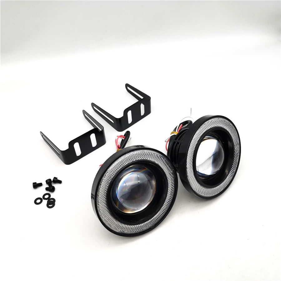 3.5" 12V LED Fog Light Headlight Car Blue Angel Eyes Halo Ring Driving Lamp 1Pair