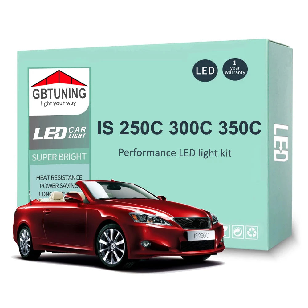 11-Piece LED Interior Light Kit for Lexus IS250C IS300C IS350C Cabriolet Coupe 2009-2012 - Canbus Dome Map Door Trunk...