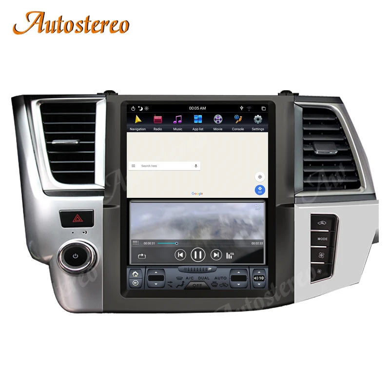 Android 11 For Toyota Kluger Highlander 2014-2021 Tesla Style Car GPS Navigation Auto Radi