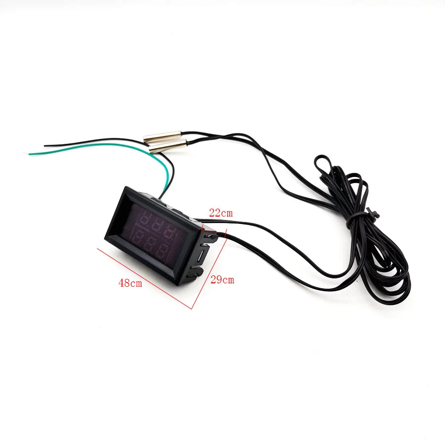 2-Way Temp Gauge Red+Blue LED Digital Display For Intercooler Supercharger
