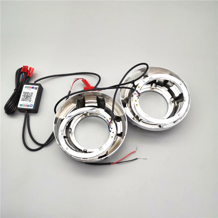 1 Pair 3.0 inch H1 Bi Xenon Hid Projector Lens Shrouds RGB APP Bluetooth Led Angel Eyes