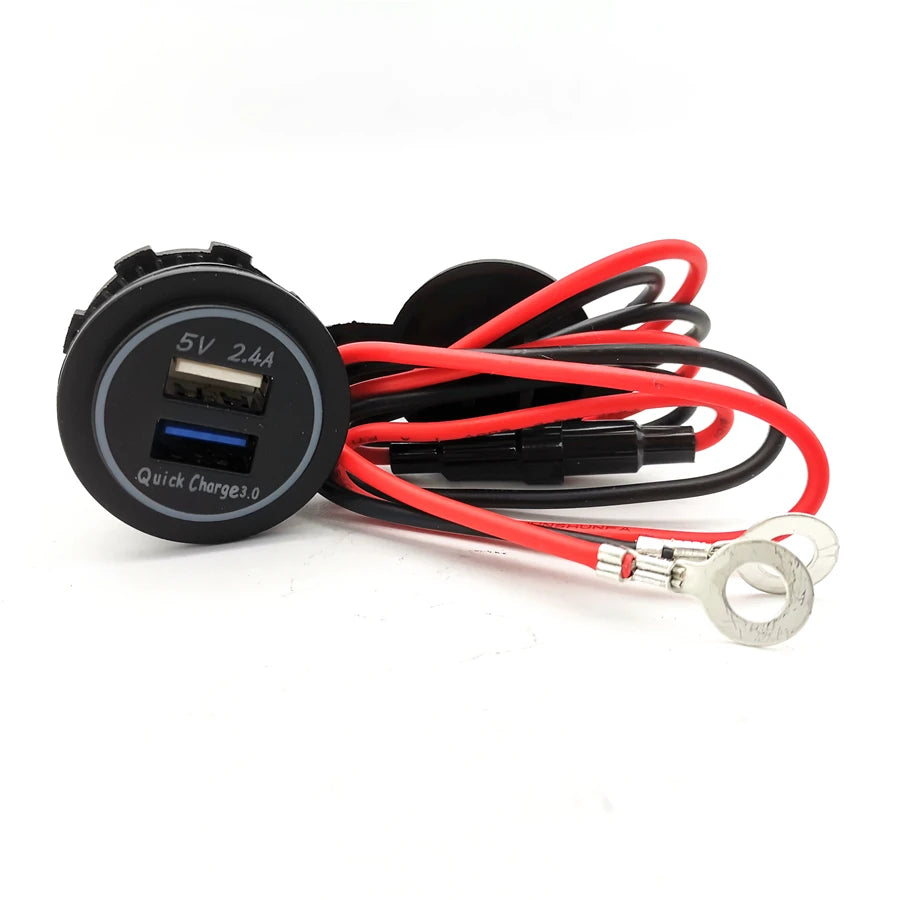 Dual USB Charger Socket Power Outlet Quick Charge for Car Boat Marine Rv Mobile