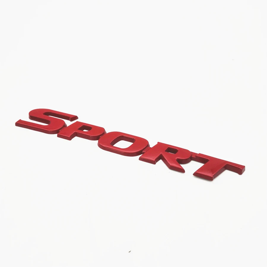 Racing Car "SPORT" Red Metal Badge Sticker Rear Trunk Fender Emblem Decal