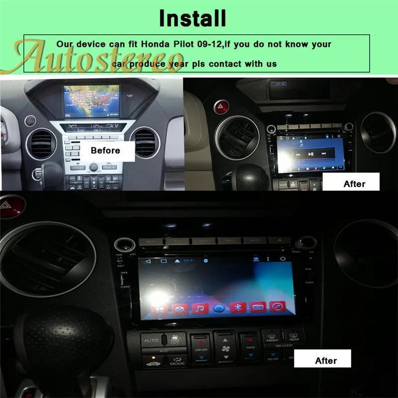 Android 13 Carplay For Honda Pilot 2009-2015 Car GPS Navigation HeadUnit Multimedia Player
