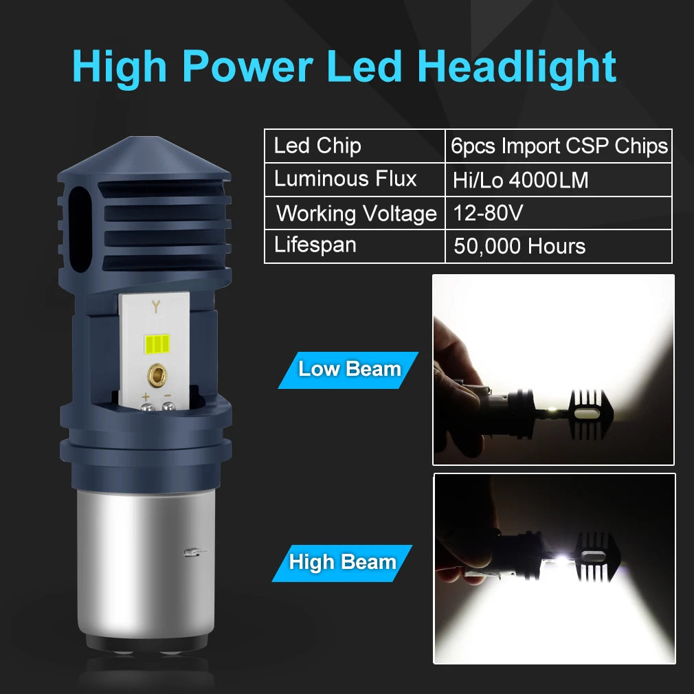 H4 Led Motorcycle H6 BA20D Led P15D H6W Canbus 4000LM Headlight Bulbs Moto Lights Hi Lo be
