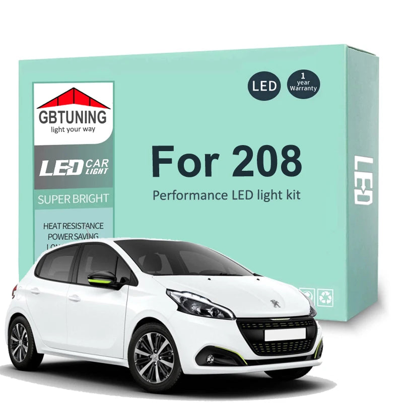 8-Piece LED Interior Light Kit for Peugeot 208 - Canbus Error-Free Bulbs | AUTOKITSHOP