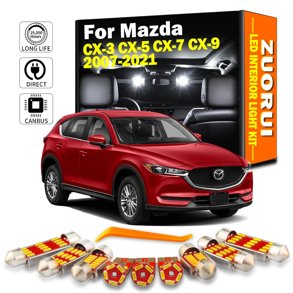 LED Interior Light Kit for Mazda CX3 CX5 CX7 CX9 CX 3 5 7 9 2007-2015 - Canbus Dome Map Door Trunk Bulbs | AUTOKITSHOP