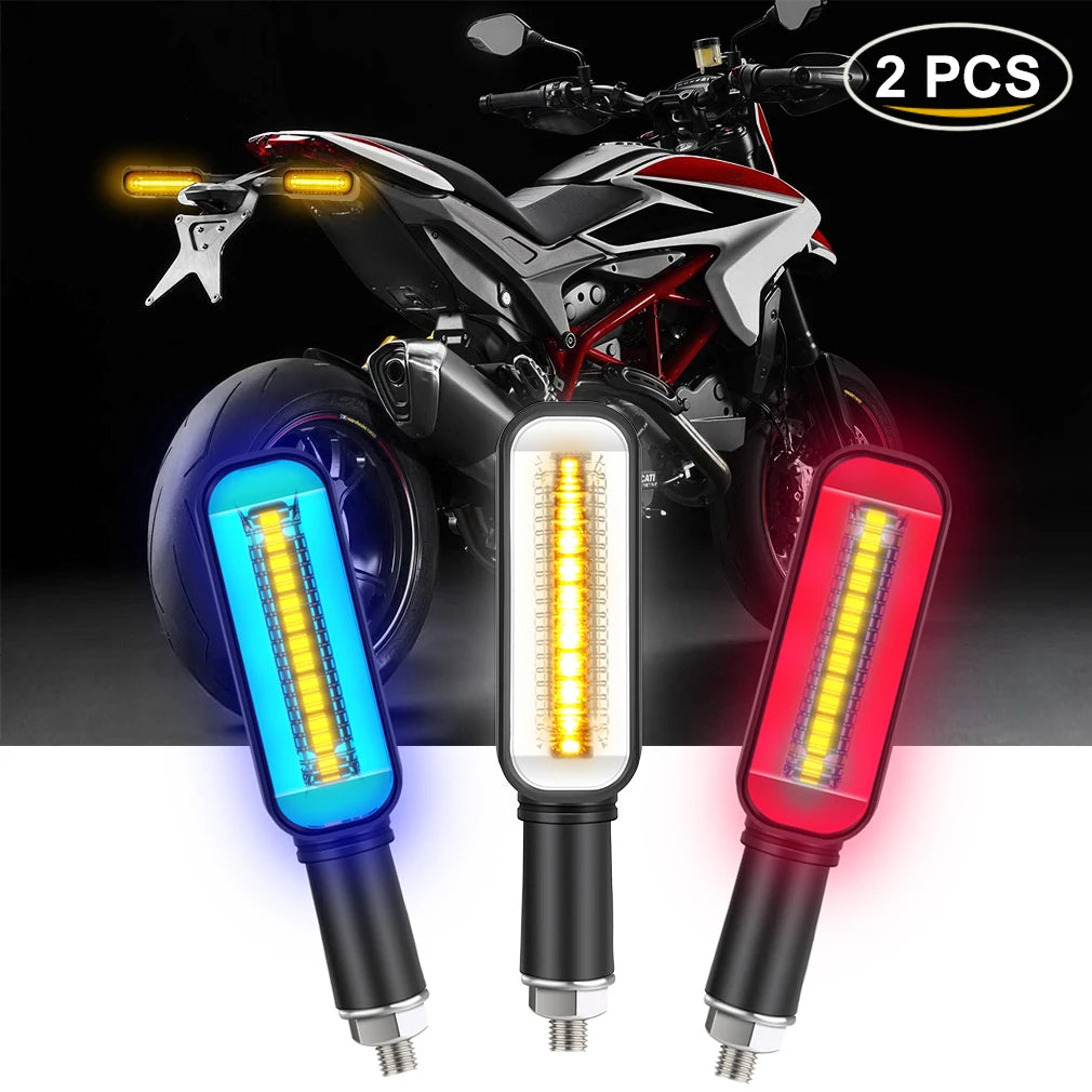 Universal LED Motorcycle Turn Signal Lights DRL Moto Flashing Indicator Blinker Flowing Fl