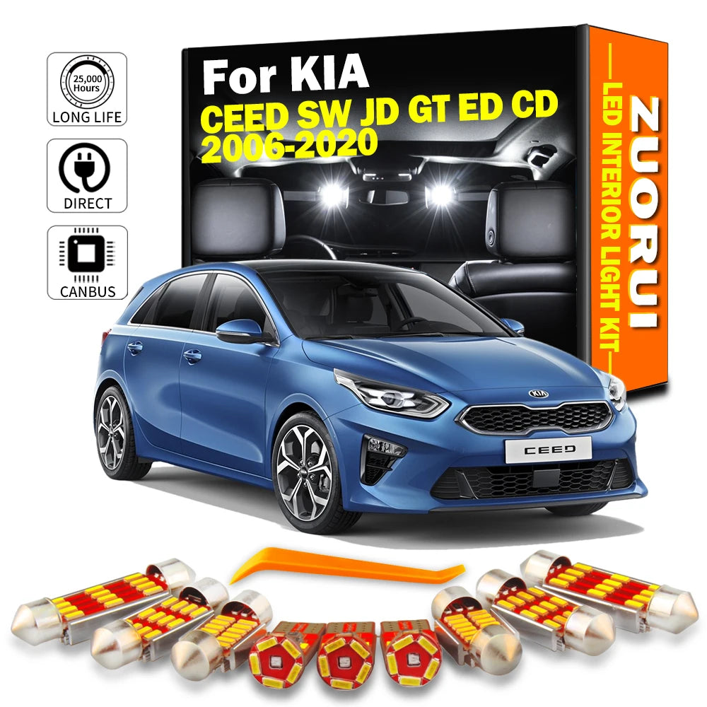 LED Interior Light Kit for KIA CEED SW JD GT ED CD 2010-2017 - Canbus Dome Map Door Trunk Bulbs | AUTOKITSHOP
