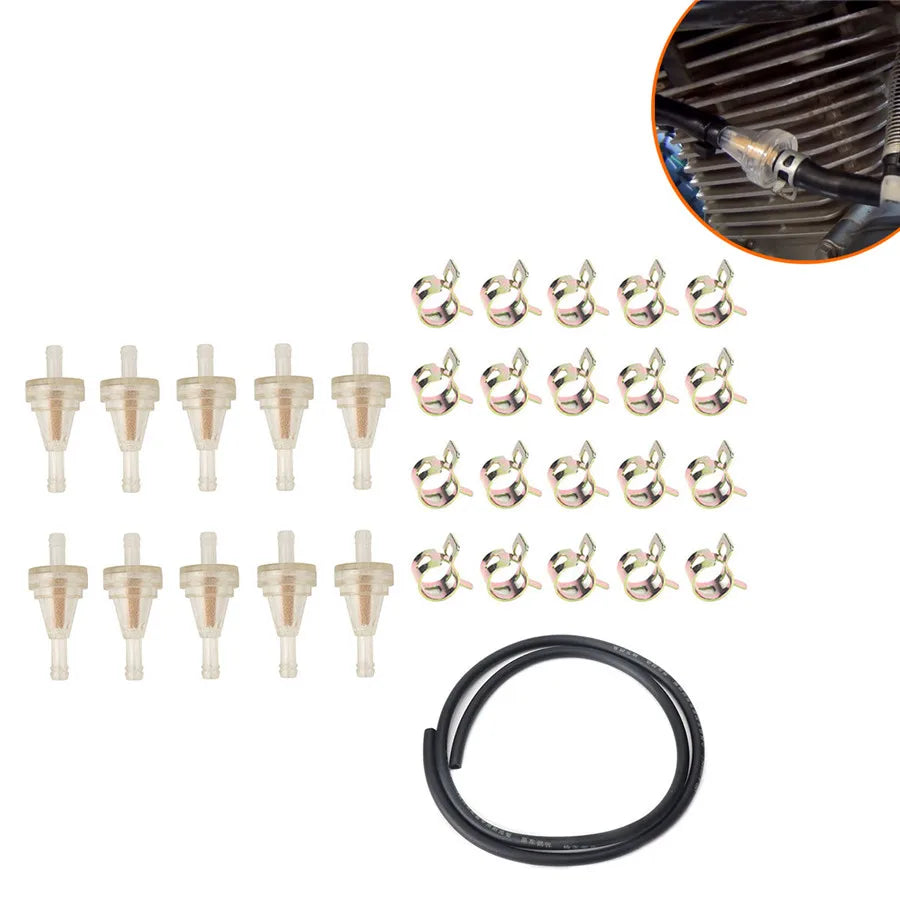 1/4" Motorcycle Inline Gas Fuel Filter Hose Clamp Tubing for Dirt Bike ATV