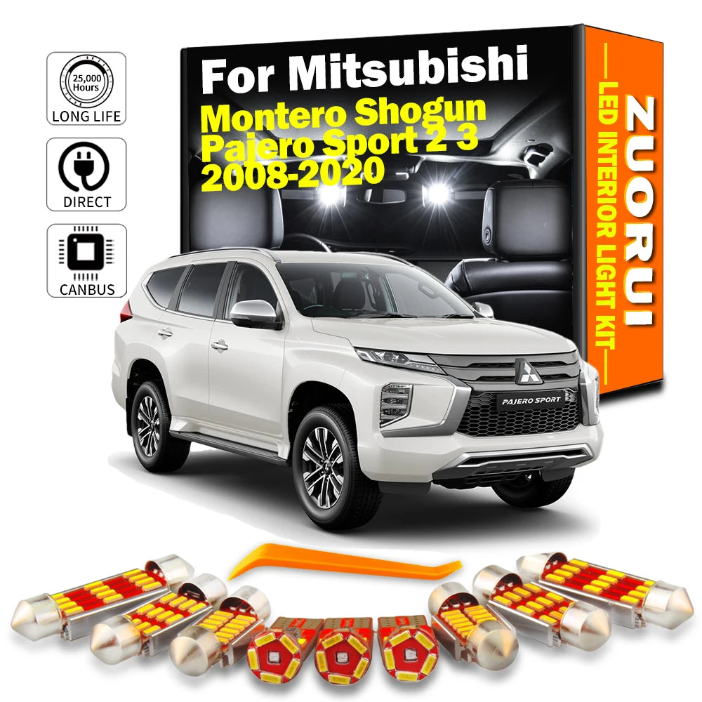 8-Piece LED Interior Light Kit for Mitsubishi Montero Shogun Pajero Sport 2 3 2008-2019 - Canbus Dome Map Door Trunk ...