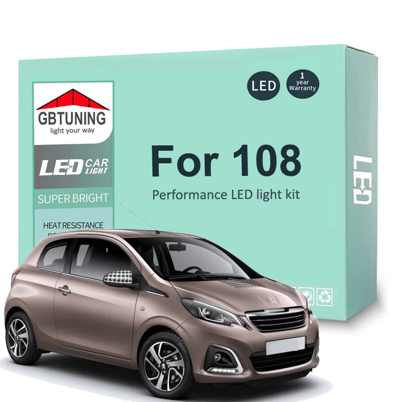 6-Piece LED Interior Light Kit for Peugeot 108 - Canbus Error-Free Bulbs | AUTOKITSHOP