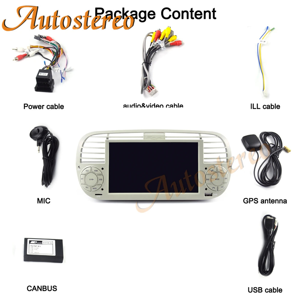 Carplay Android 13 Car GPS Navigation Head Unit For FIAT 500 2007-2014 Multimedia Player A