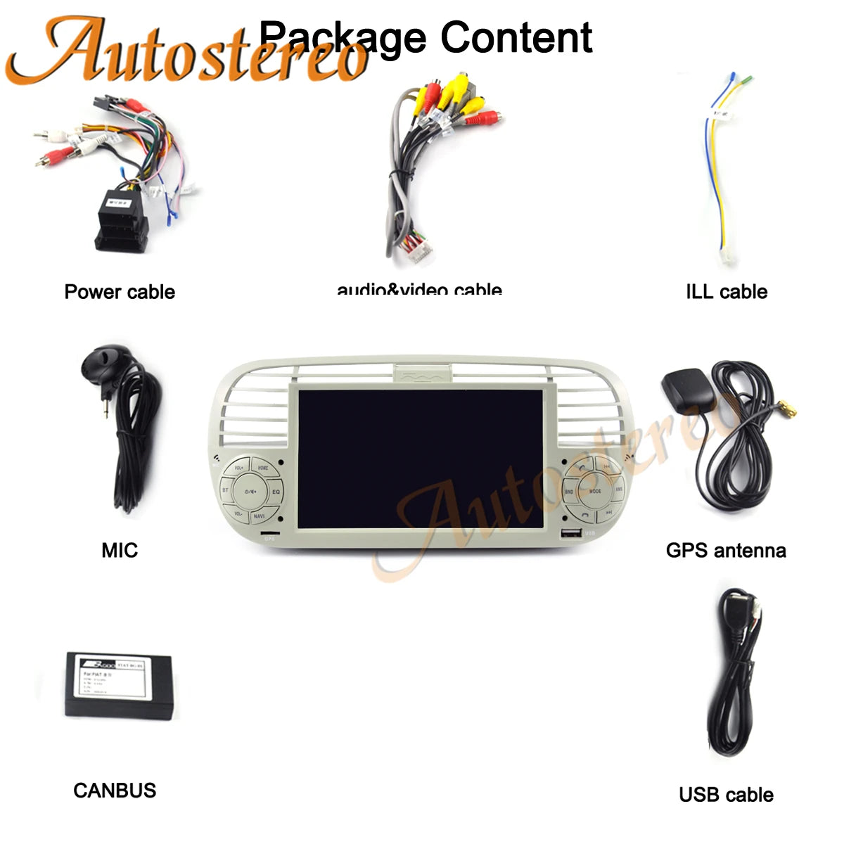 Carplay Android 13 Car GPS Navigation Head Unit For FIAT 500 2007-2014 Multimedia Player A
