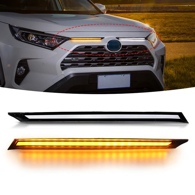 LED Daytime Running Lights For Toyota RAV4 Car Engine Hood Vent Cover Decoration DRL 2019  | AUTOKITSHOP