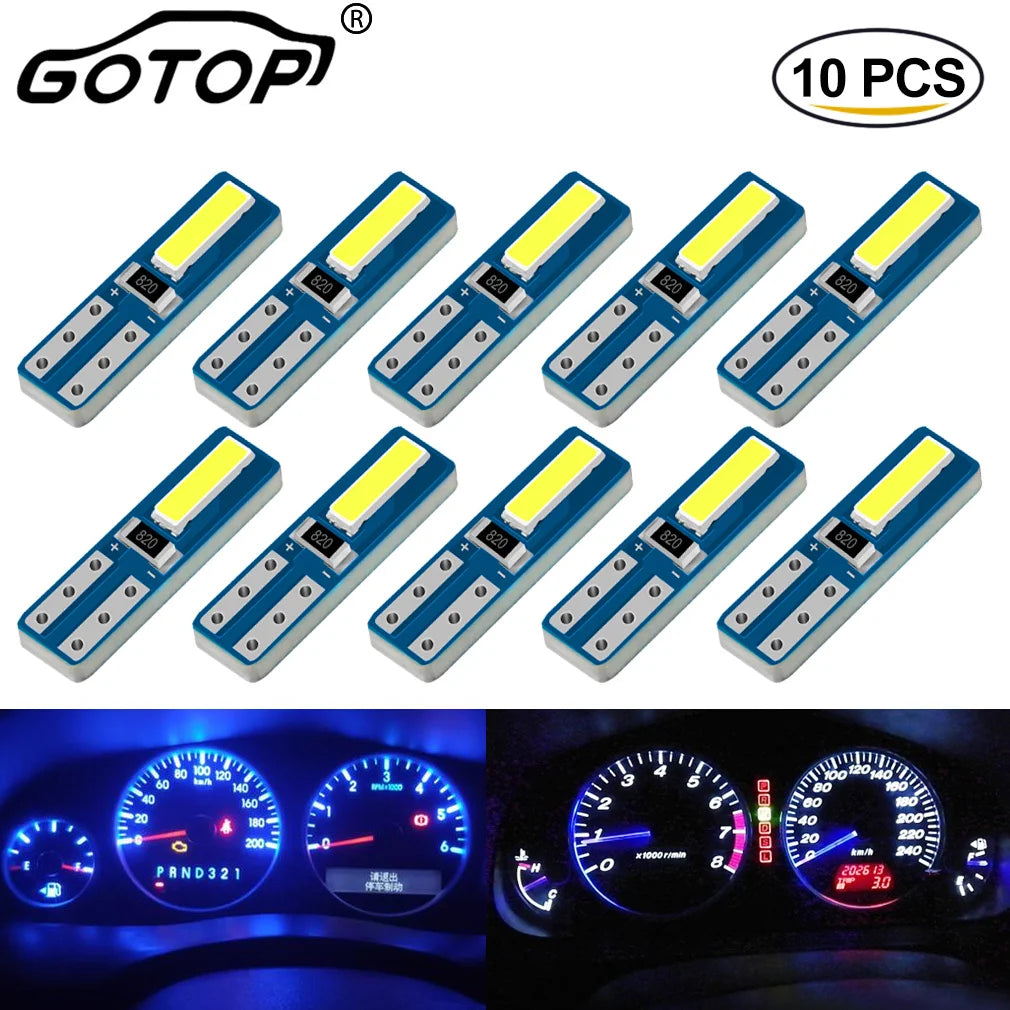10-Piece LED Interior Light Kit for W3W W1 T5 - Canbus Error-Free Interior Bulbs